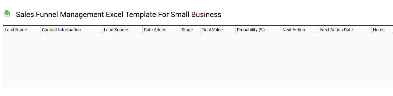 Sales funnel management Excel template for small business