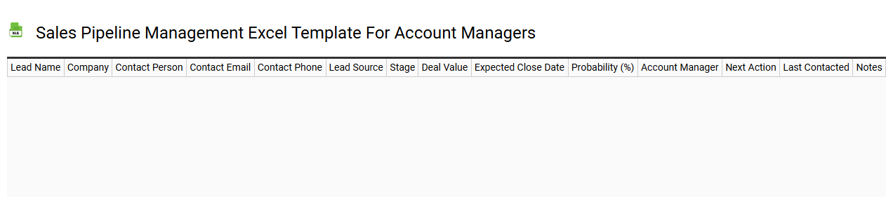 Sales pipeline management Excel template for account managers