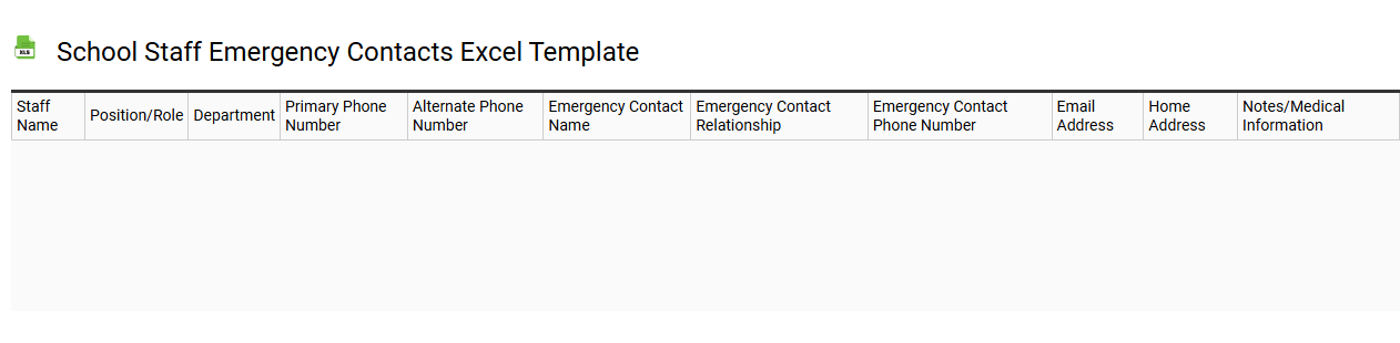 School staff emergency contacts Excel template