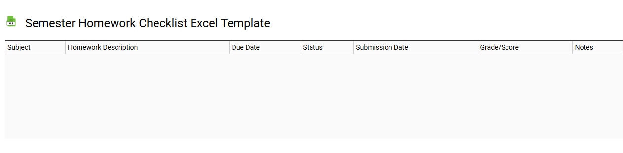 Semester homework checklist Excel template