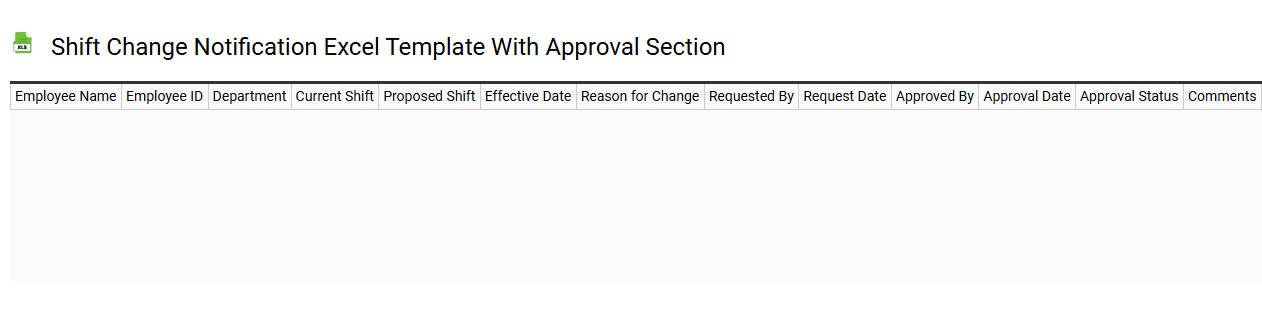 Shift change notification Excel template with approval section
