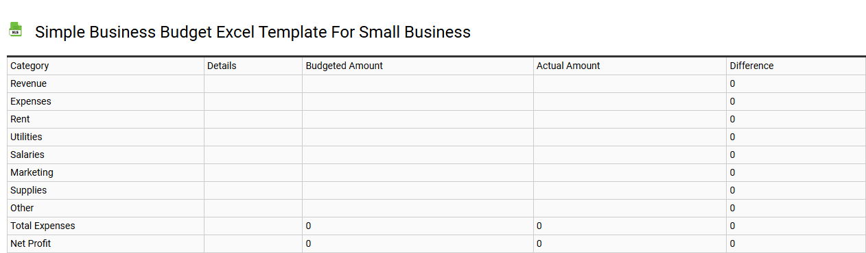 Simple business budget Excel template for small business