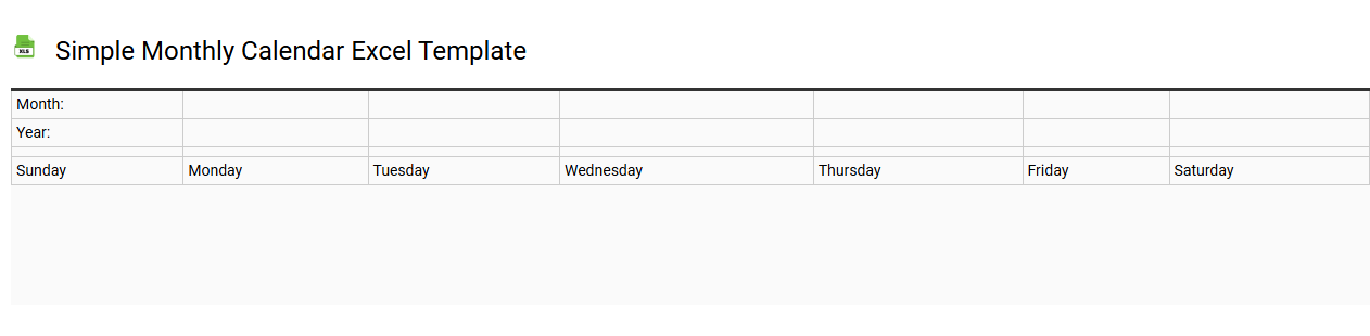 Simple monthly calendar Excel template