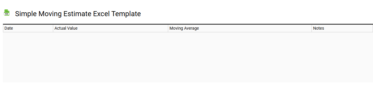 Simple moving estimate Excel template