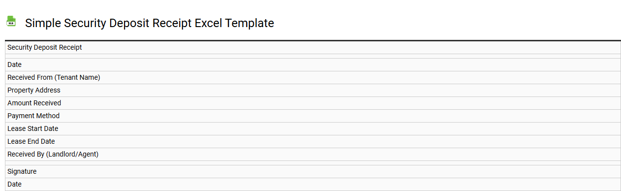 Simple security deposit receipt Excel template