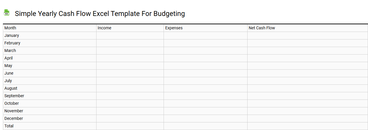 Simple yearly cash flow Excel template for budgeting