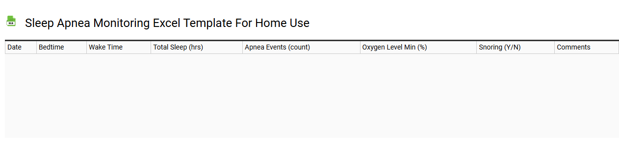 Sleep apnea monitoring Excel template for home use