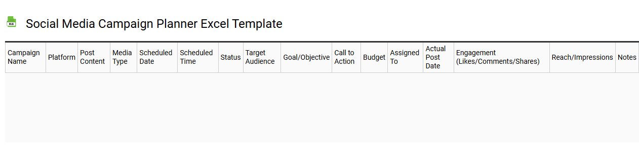 Social media campaign planner Excel template