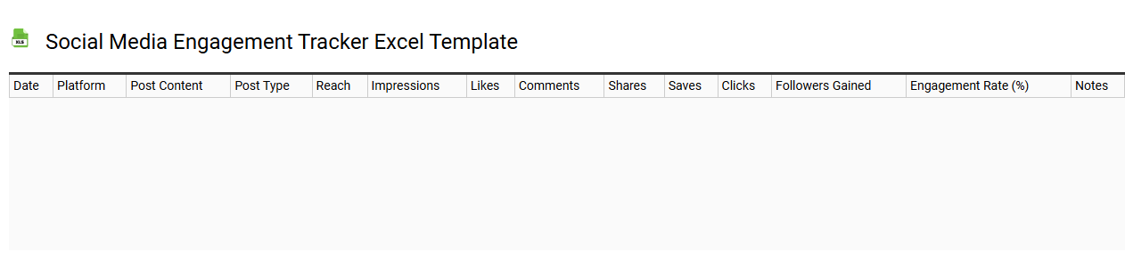 Social media engagement tracker Excel template