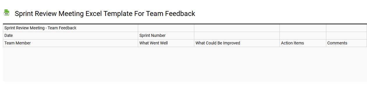 Sprint review meeting Excel template for team feedback