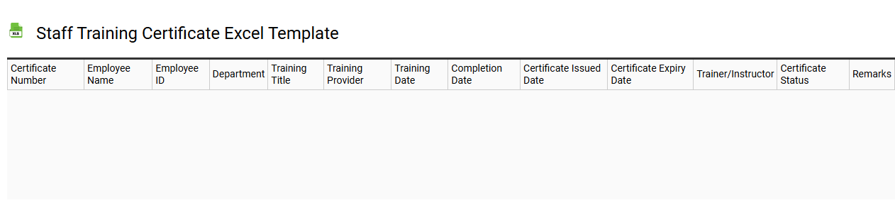 Staff training certificate Excel template