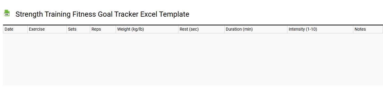 Strength training fitness goal tracker Excel template