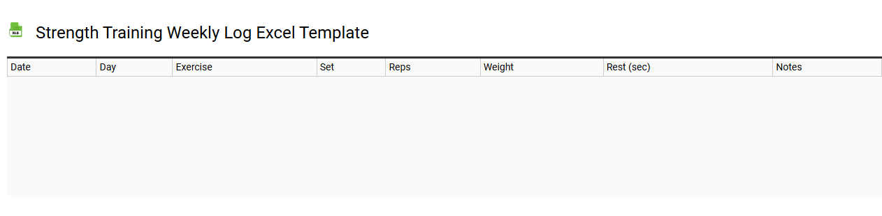 Strength training weekly log Excel template