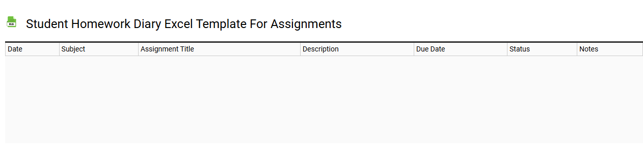 Student homework diary Excel template for assignments