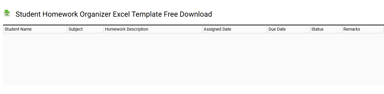 Student homework organizer Excel template free download