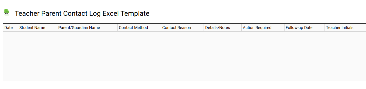 Teacher parent contact log Excel template