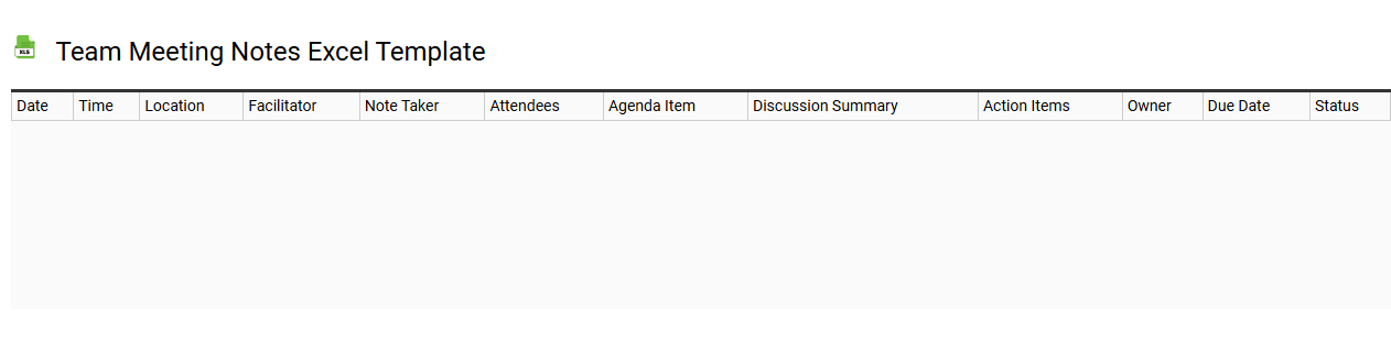 Team meeting notes Excel template