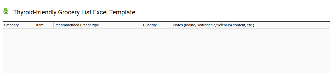 Thyroid-friendly grocery list Excel template