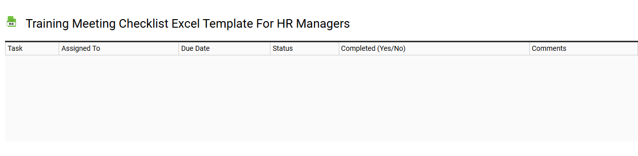 Training meeting checklist Excel template for HR managers