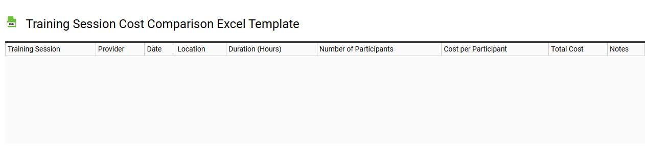 Training session cost comparison Excel template