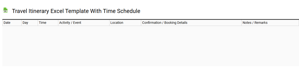 Travel itinerary Excel template with time schedule