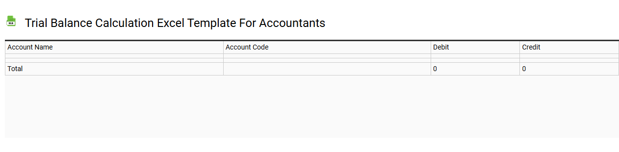 Trial balance calculation Excel template for accountants