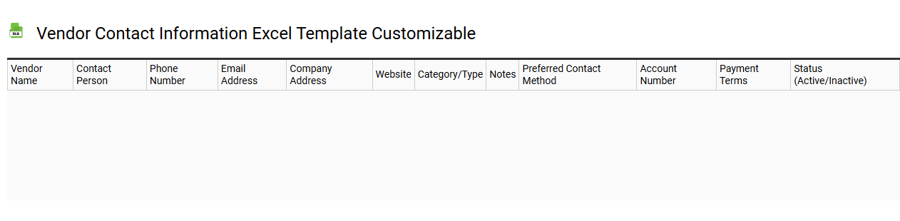 Vendor contact information Excel template customizable