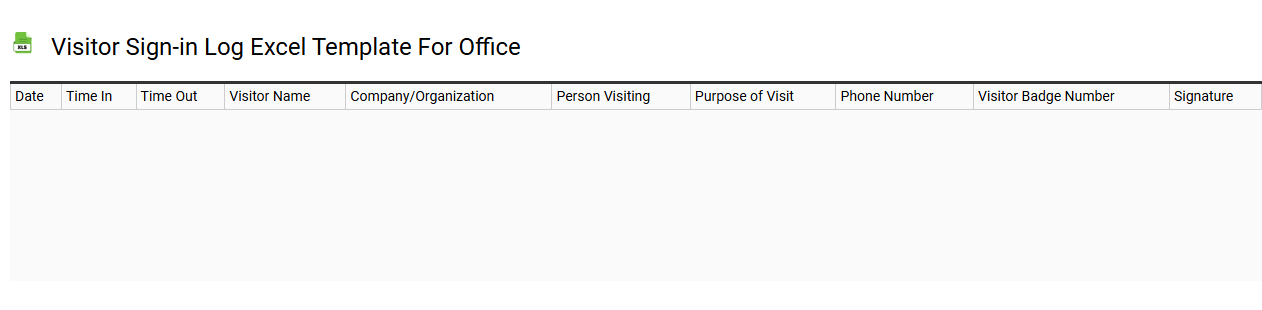 Visitor sign-in log Excel template for office