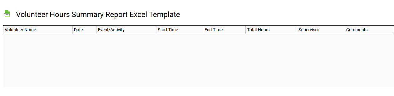 Volunteer hours summary report Excel template
