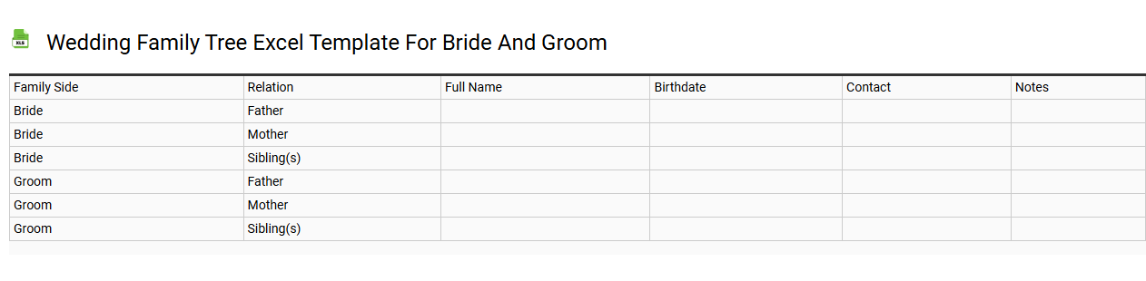 Wedding family tree Excel template for bride and groom