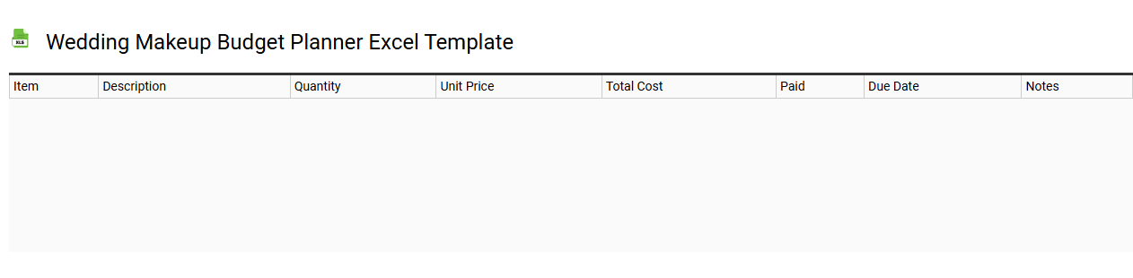 Wedding makeup budget planner Excel template