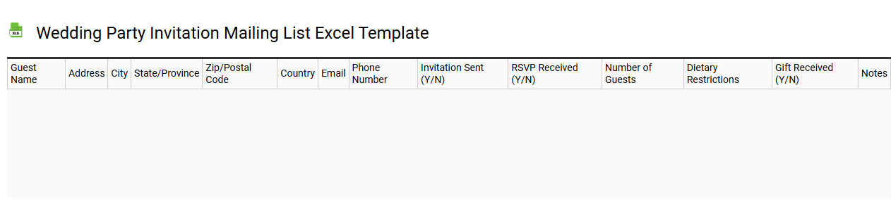 Wedding party invitation mailing list Excel template
