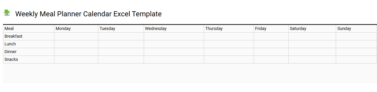 Weekly meal planner calendar Excel template