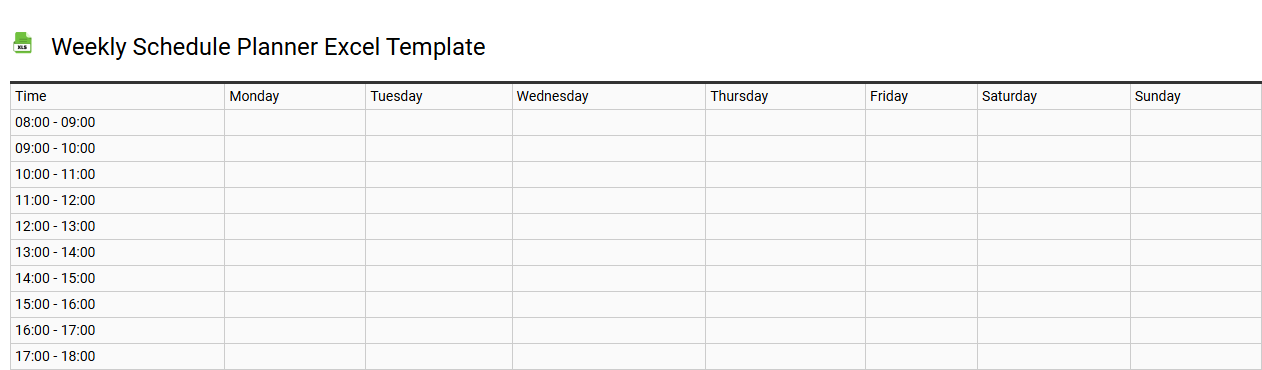 Weekly schedule planner Excel template