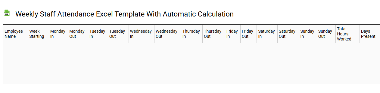 Weekly staff attendance Excel template with automatic calculation