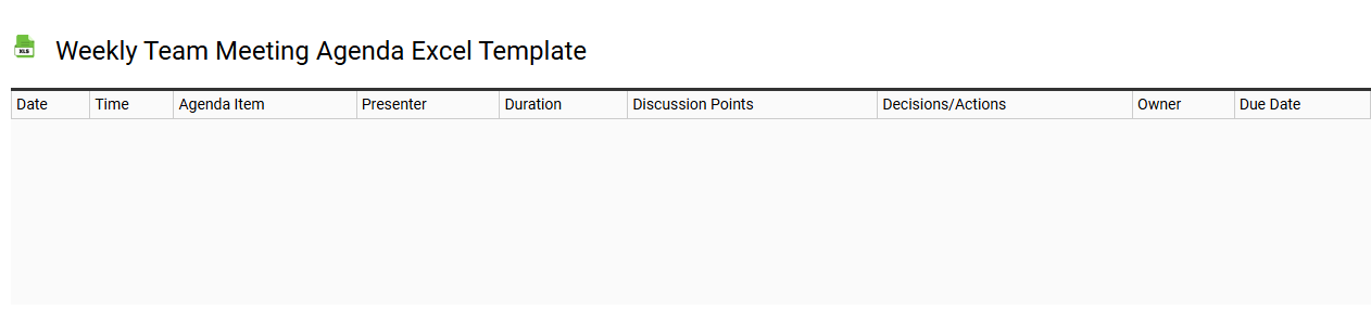 Weekly team meeting agenda Excel template
