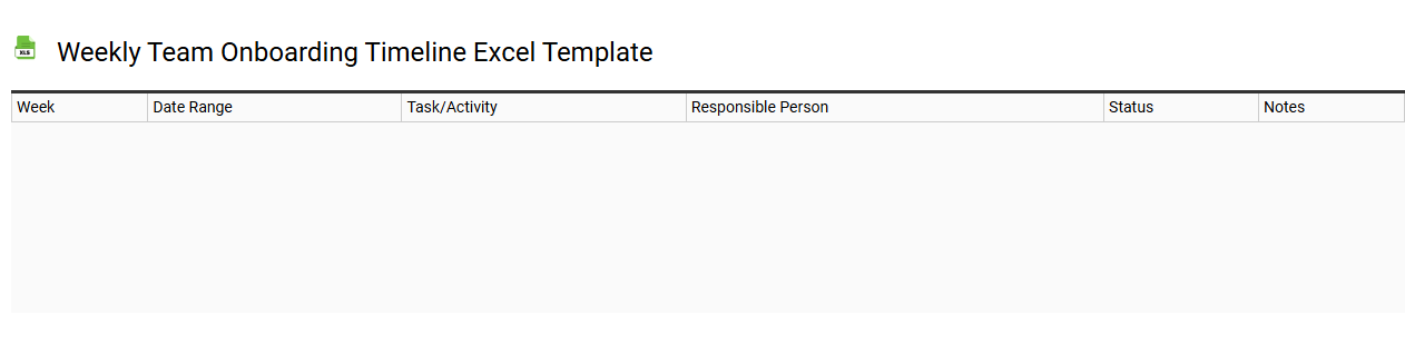Weekly team onboarding timeline Excel template