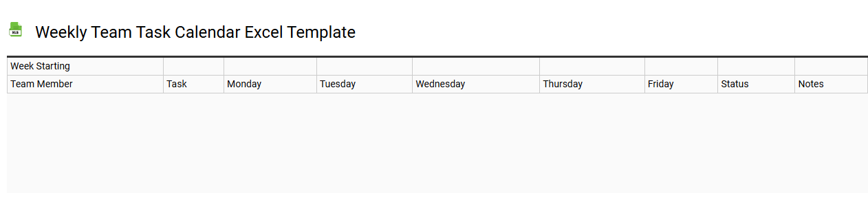 Weekly team task calendar Excel template
