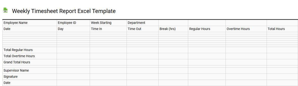 Weekly timesheet report Excel template