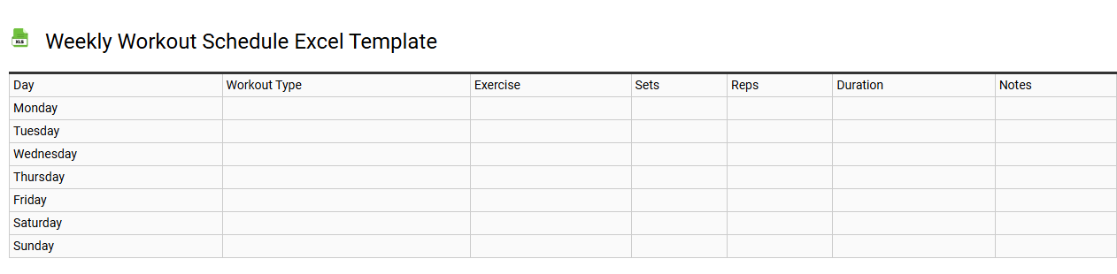 Weekly workout schedule Excel template