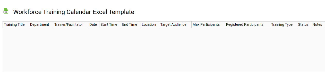 Workforce training calendar Excel template