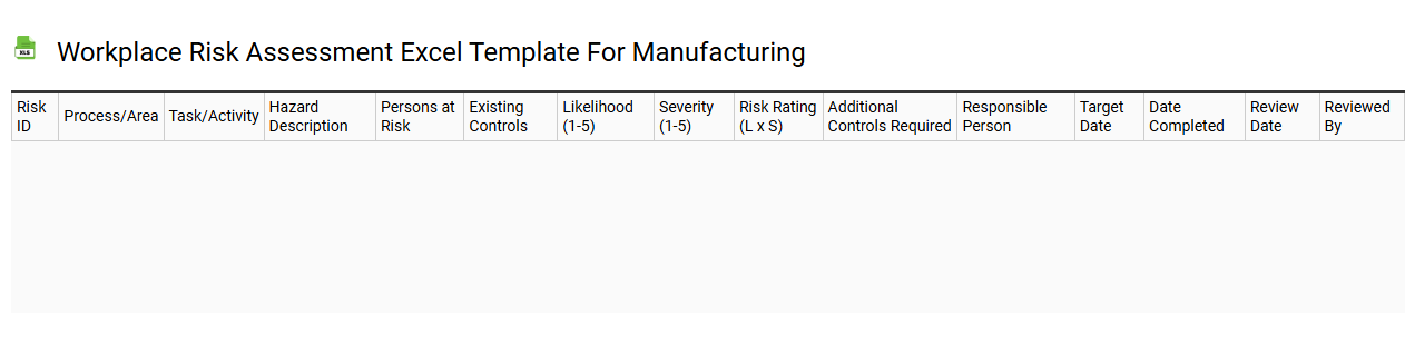 Workplace risk assessment Excel template for manufacturing