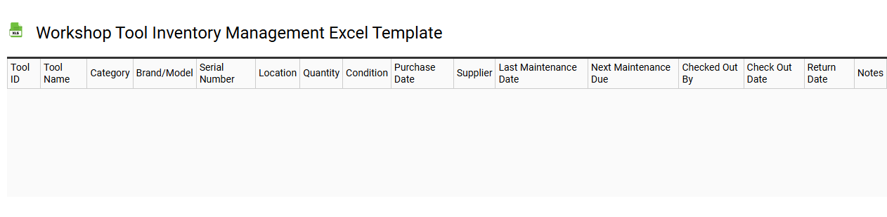 Workshop tool inventory management Excel template