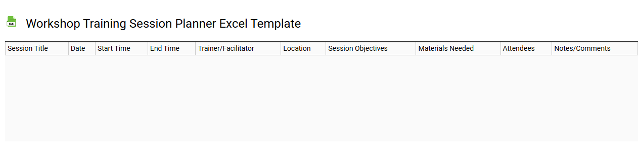 Workshop training session planner Excel template