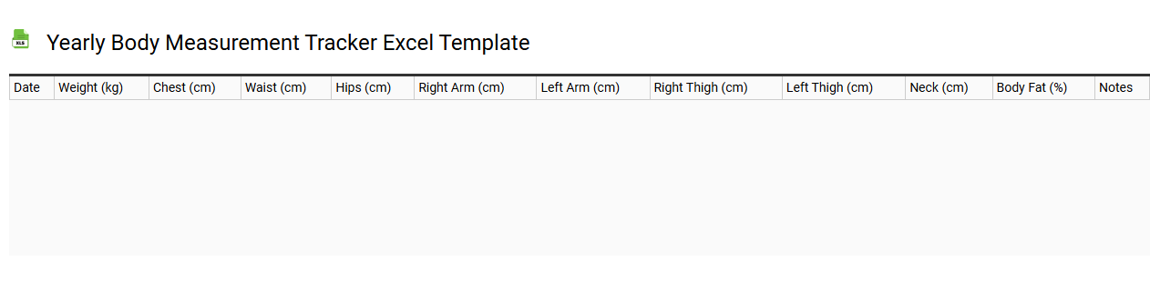 Yearly body measurement tracker Excel template
