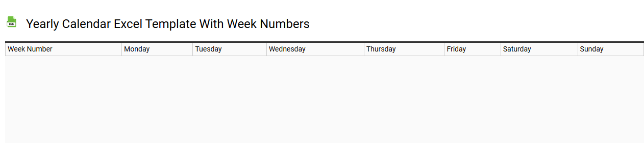 Yearly calendar Excel template with week numbers