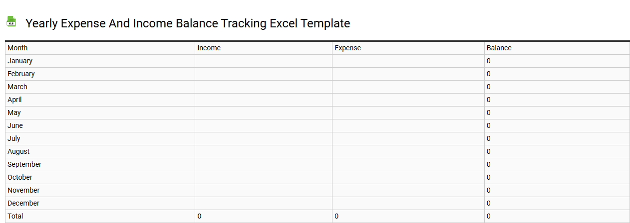 Yearly expense and income balance tracking Excel template