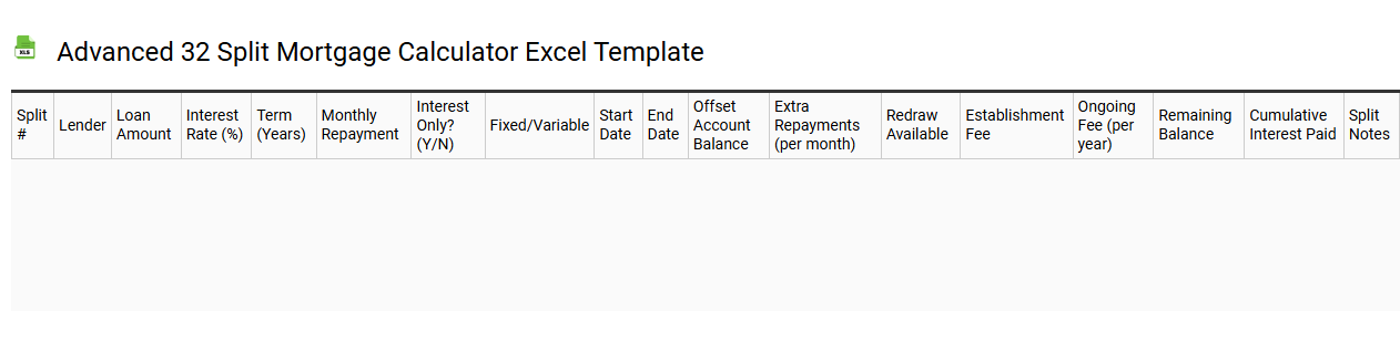 Advanced 32 split mortgage calculator Excel template