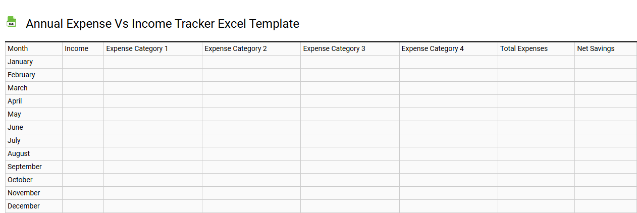 Annual expense vs income tracker Excel template