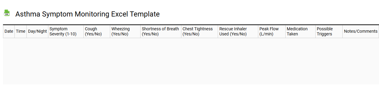 Asthma symptom monitoring Excel template
